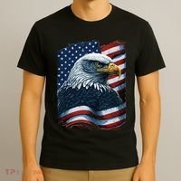 Bald Eagle Proud Patriotic American US Flag 4th Of July T-Shirt thumb 3