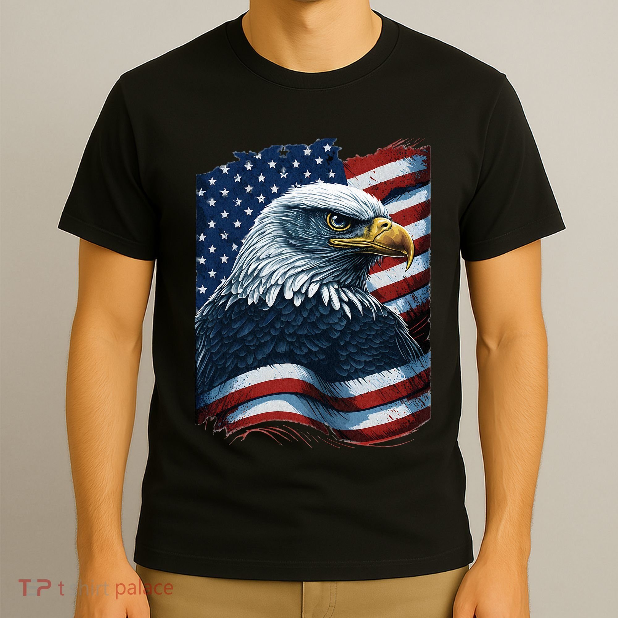 Bald Eagle Proud Patriotic American US Flag 4th Of July T-Shirt