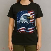 Bald Eagle Proud Patriotic American US Flag 4th Of July T-Shirt thumb 4
