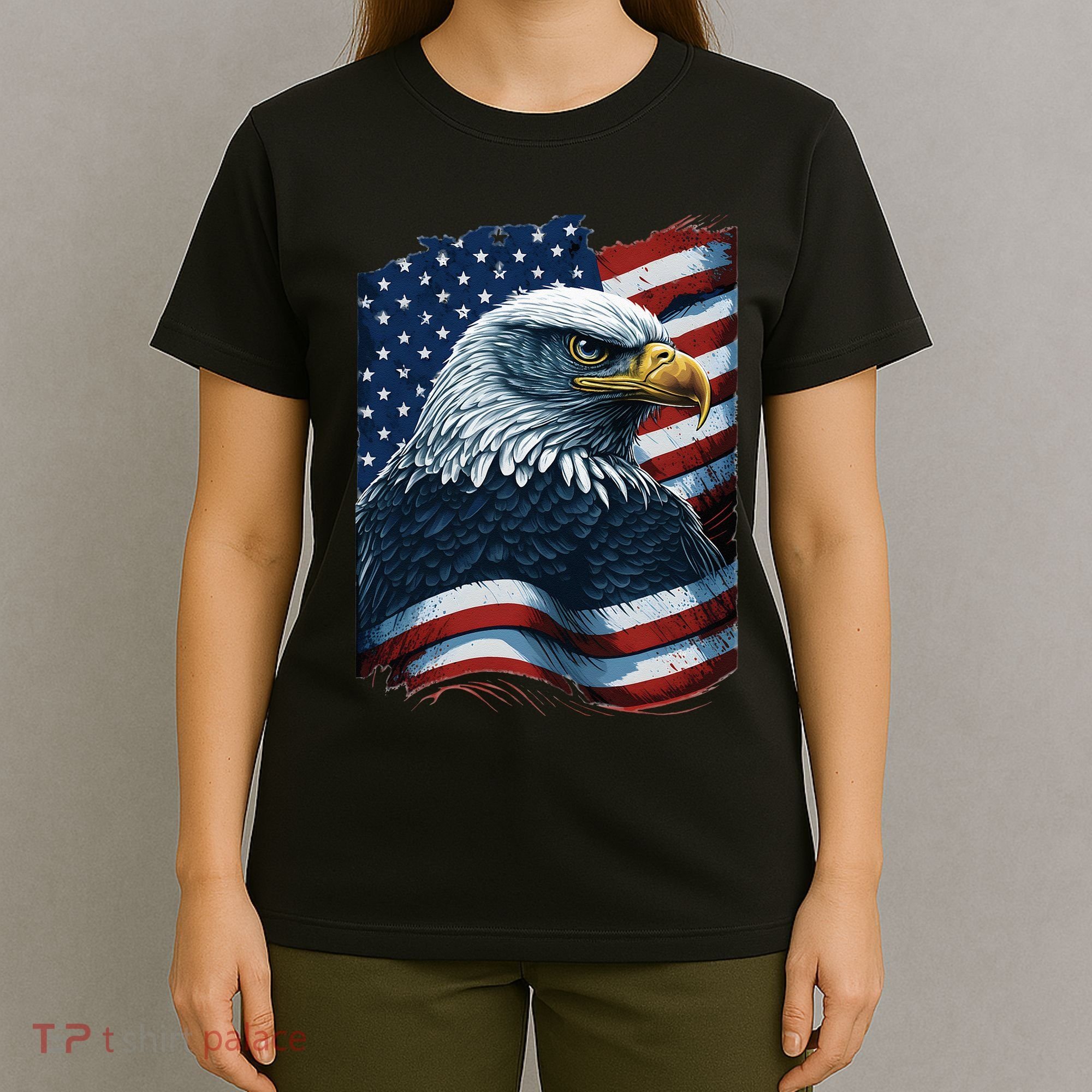 Bald Eagle Proud Patriotic American US Flag 4th Of July T-Shirt