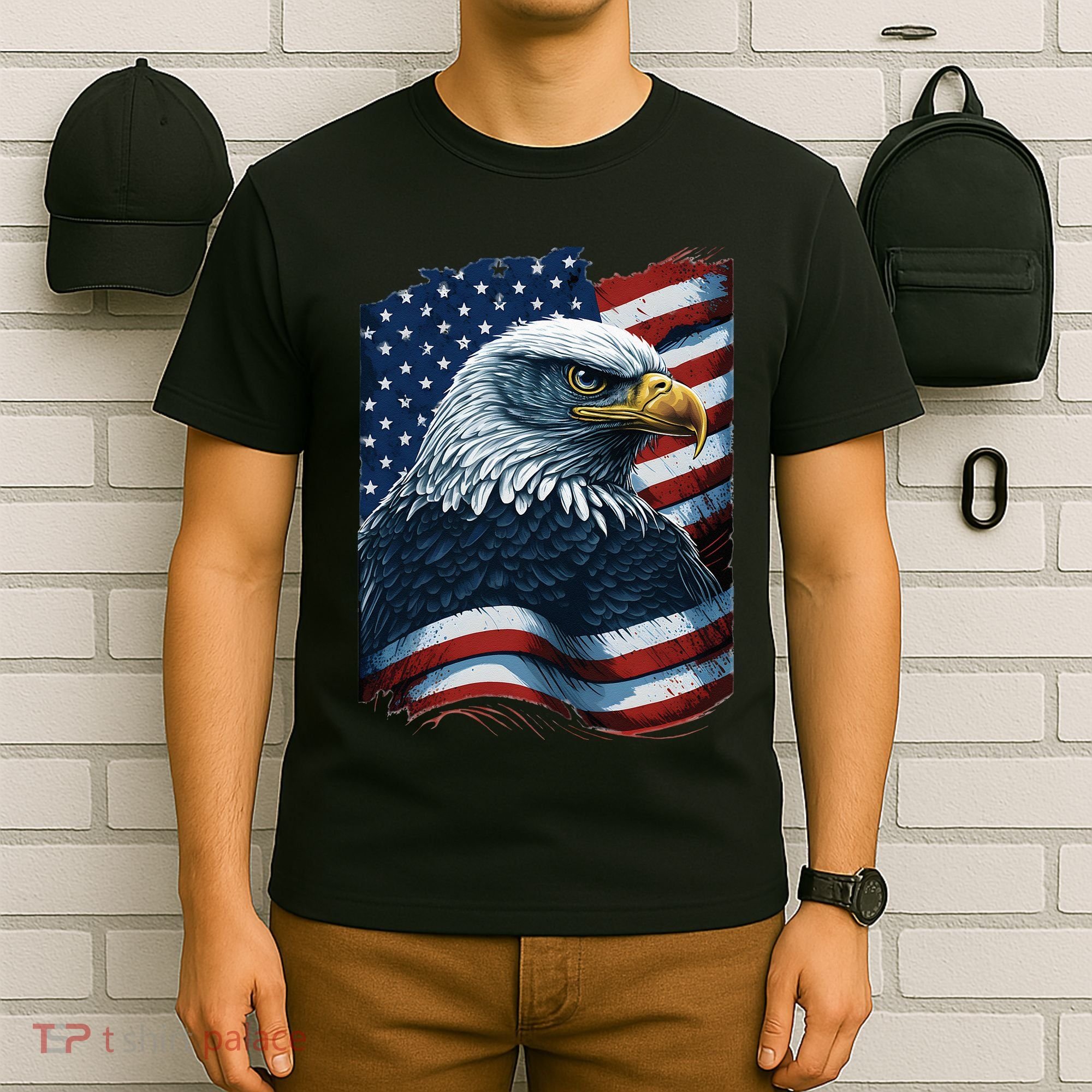 Bald Eagle Proud Patriotic American US Flag 4th Of July T-Shirt