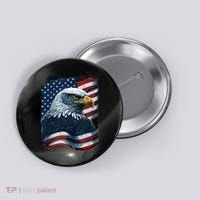Bald Eagle Proud Patriotic American US Flag 4th Of July Button thumb 0