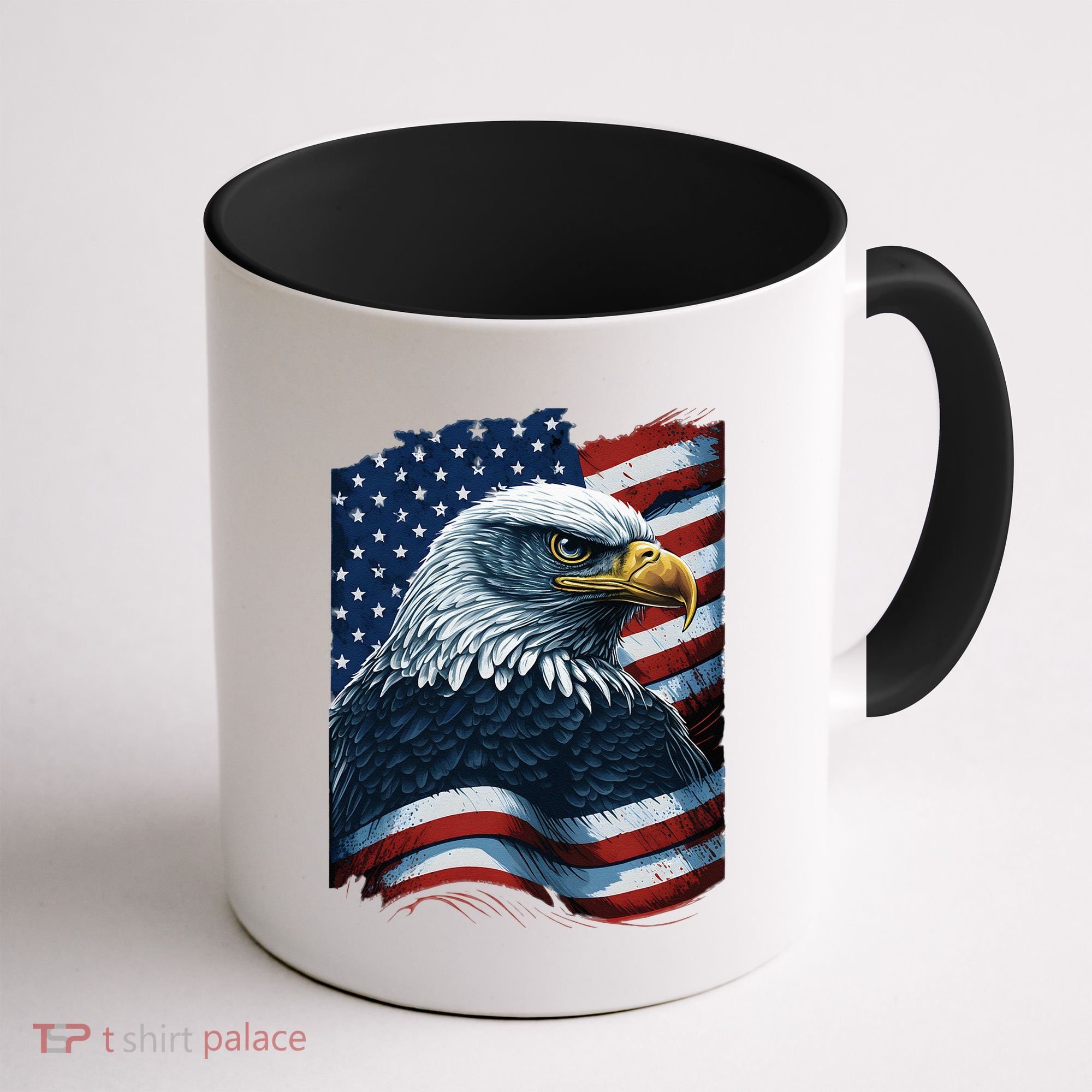 Bald Eagle Proud Patriotic American US Flag 4th Of July Coffee Mug
