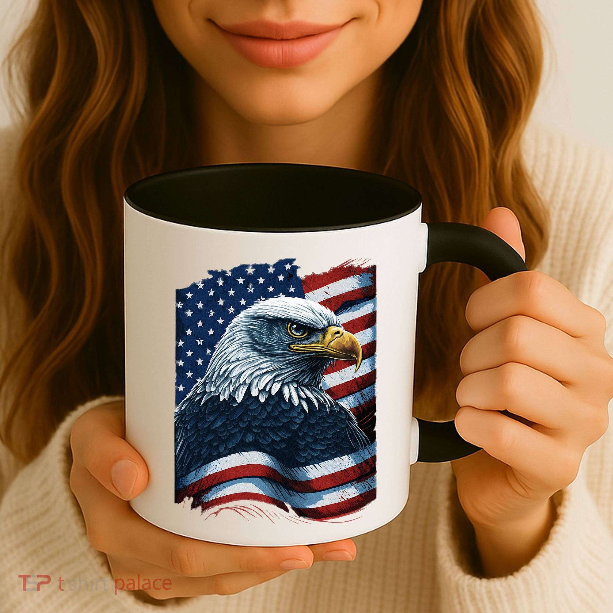 Bald Eagle Proud Patriotic American US Flag 4th Of July Coffee Mug