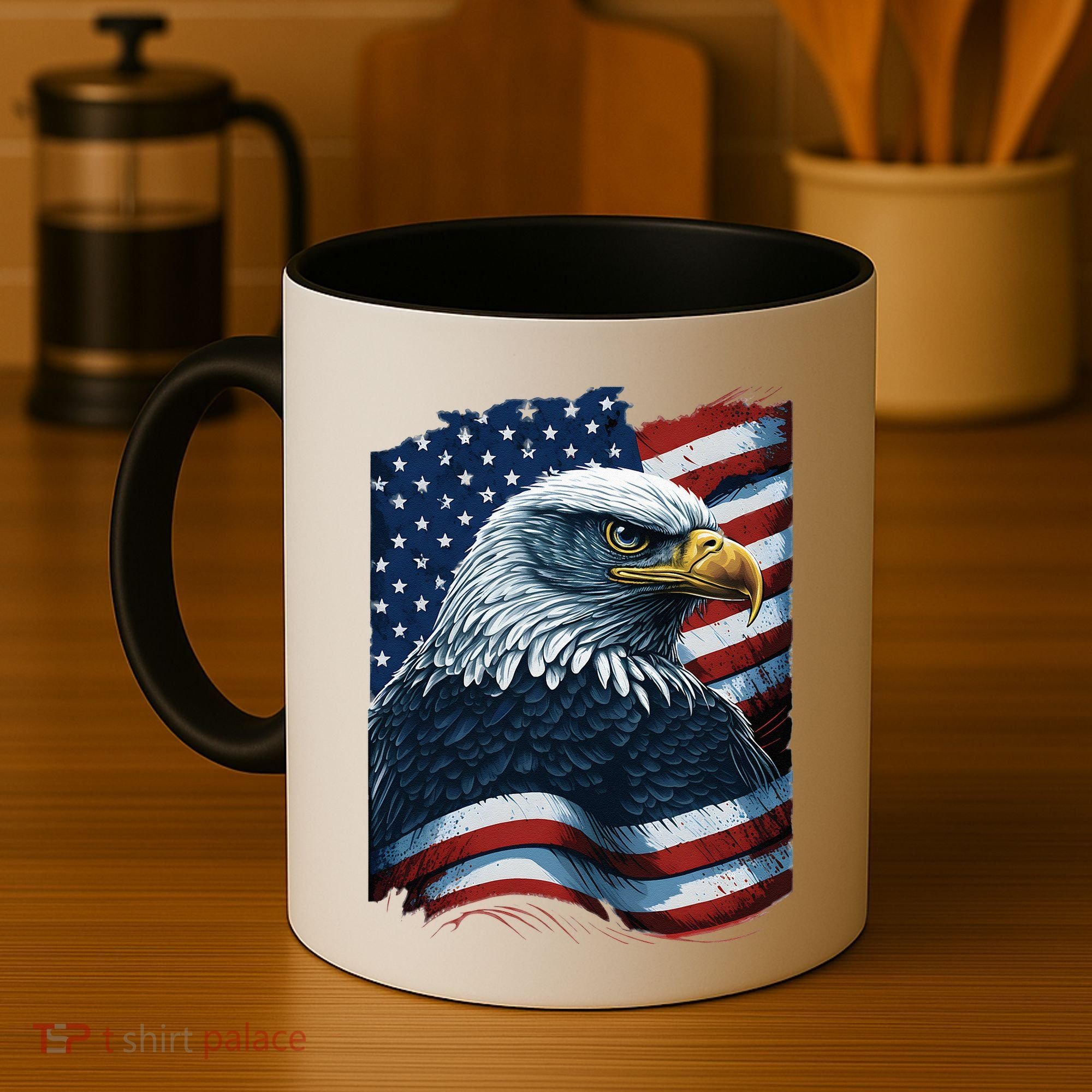 Bald Eagle Proud Patriotic American US Flag 4th Of July Coffee Mug