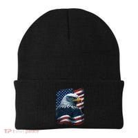 Bald Eagle Proud Patriotic American US Flag 4th Of July Beanie thumb 0