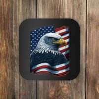 Bald Eagle Proud Patriotic American US Flag 4th Of July Coaster thumb 0