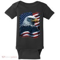 Bald Eagle Proud Patriotic American US Flag 4th Of July Baby Bodysuit thumb 0