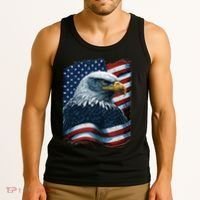 Bald Eagle Proud Patriotic American US Flag 4th Of July Tank Top thumb 3