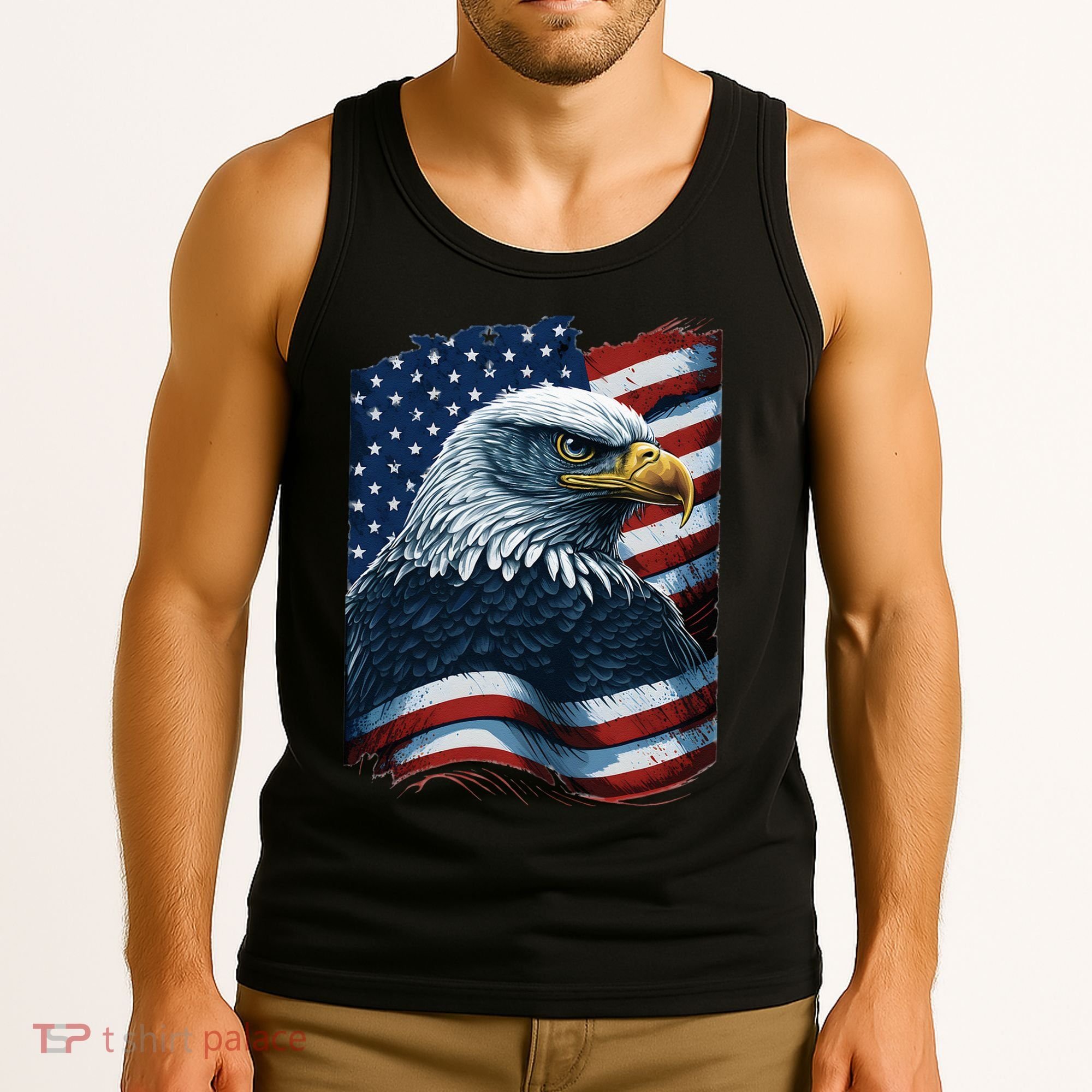 Bald Eagle Proud Patriotic American US Flag 4th Of July Tank Top
