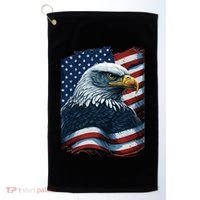 Bald Eagle Proud Patriotic American US Flag 4th Of July Golf Towel thumb 0