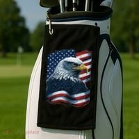 Bald Eagle Proud Patriotic American US Flag 4th Of July Golf Towel thumb 2