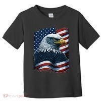 Bald Eagle Proud Patriotic American US Flag 4th Of July Toddler T-Shirt thumb 0