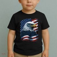 Bald Eagle Proud Patriotic American US Flag 4th Of July Toddler T-Shirt thumb 2