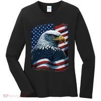 Bald Eagle Proud Patriotic American US Flag 4th Of July Women's Long Sleeve Shirt thumb 0