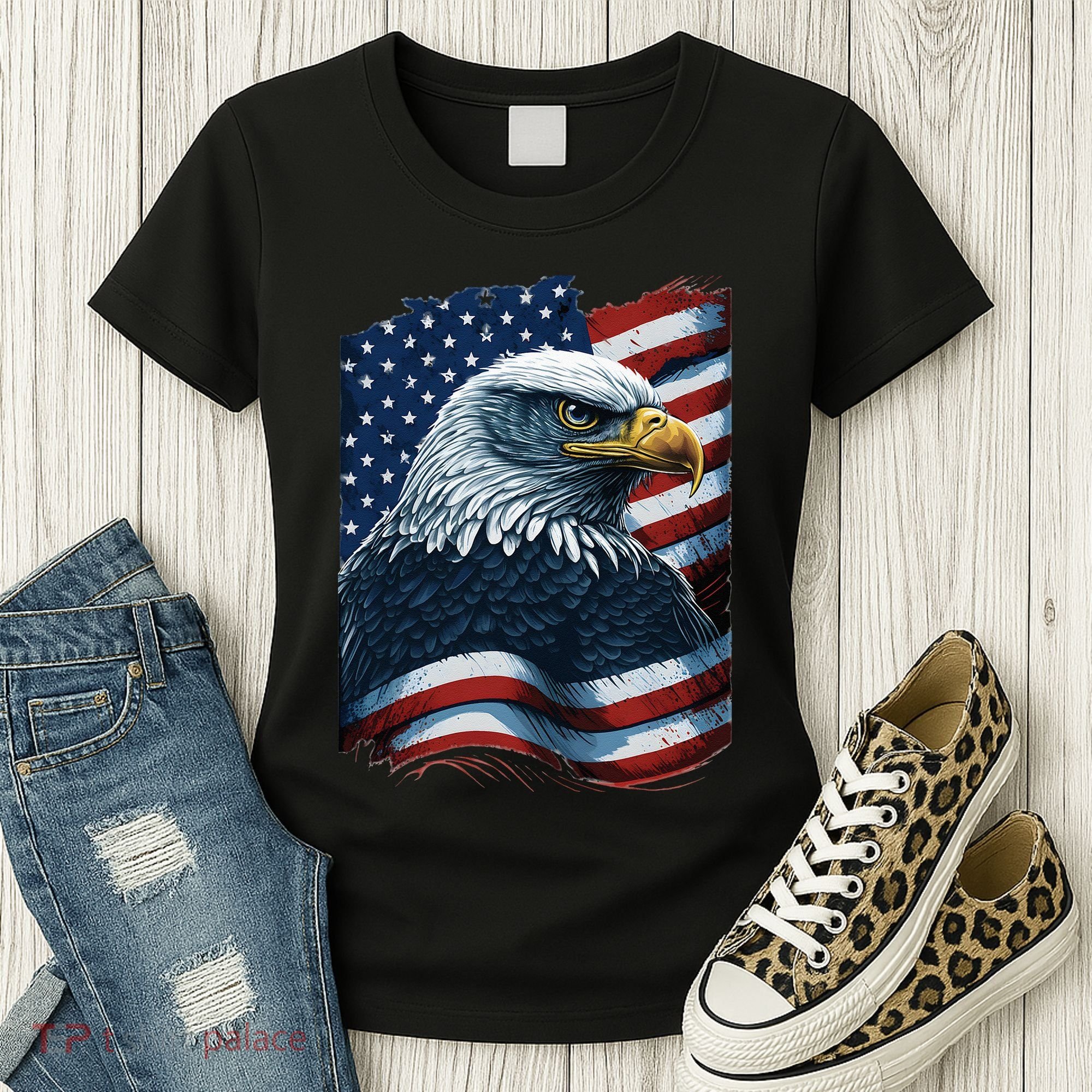 Bald Eagle Proud Patriotic American US Flag 4th Of July Women's T-Shirt