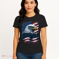 Bald Eagle Proud Patriotic American US Flag 4th Of July Women's T-Shirt thumb 4