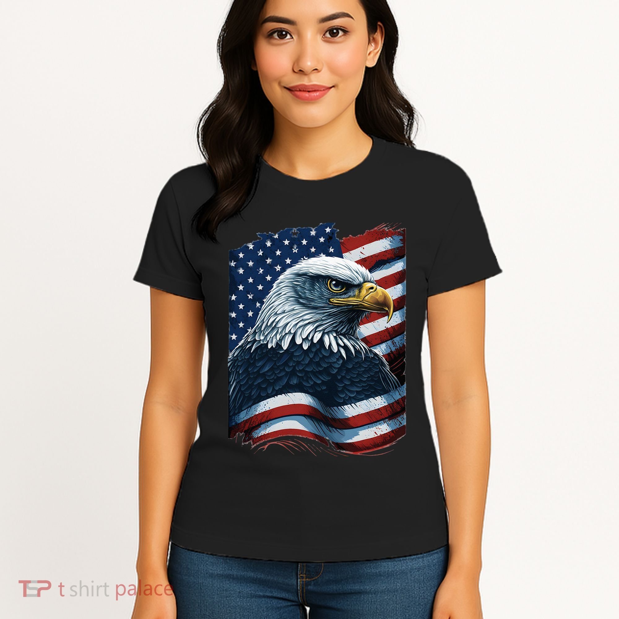 Bald Eagle Proud Patriotic American US Flag 4th Of July Women's T-Shirt