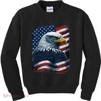 Bald Eagle Proud Patriotic American US Flag 4th Of July Kids Sweatshirt thumb 0