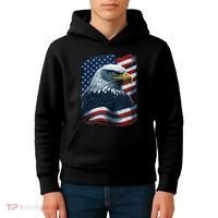 Bald Eagle Proud Patriotic American US Flag 4th Of July Kids Hoodie thumb 4