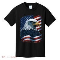 Bald Eagle Proud Patriotic American US Flag 4th Of July Kids T-Shirt thumb 0