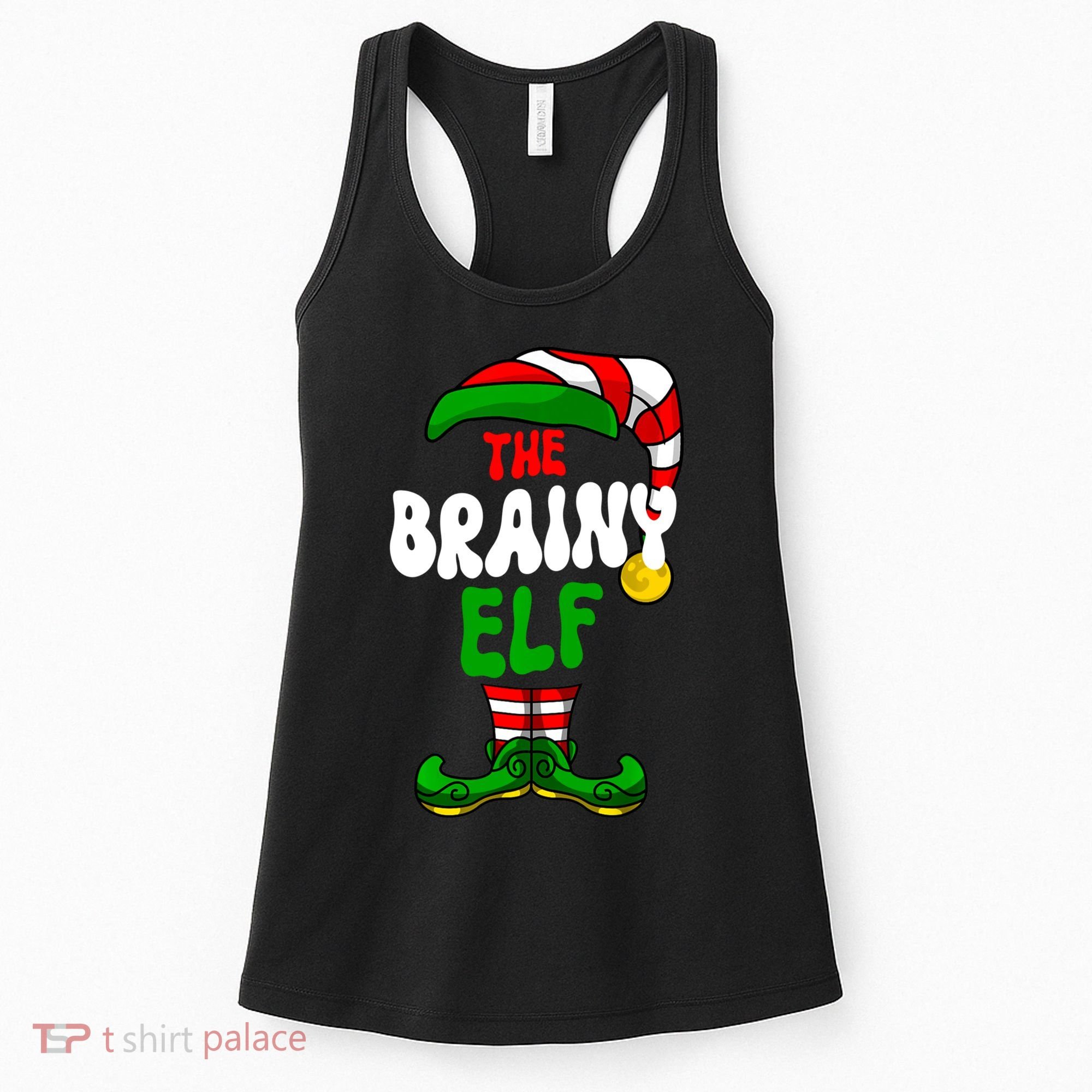 Brainy Elf Pajama Matching Group Christmas Holiday Women's Tank Top
