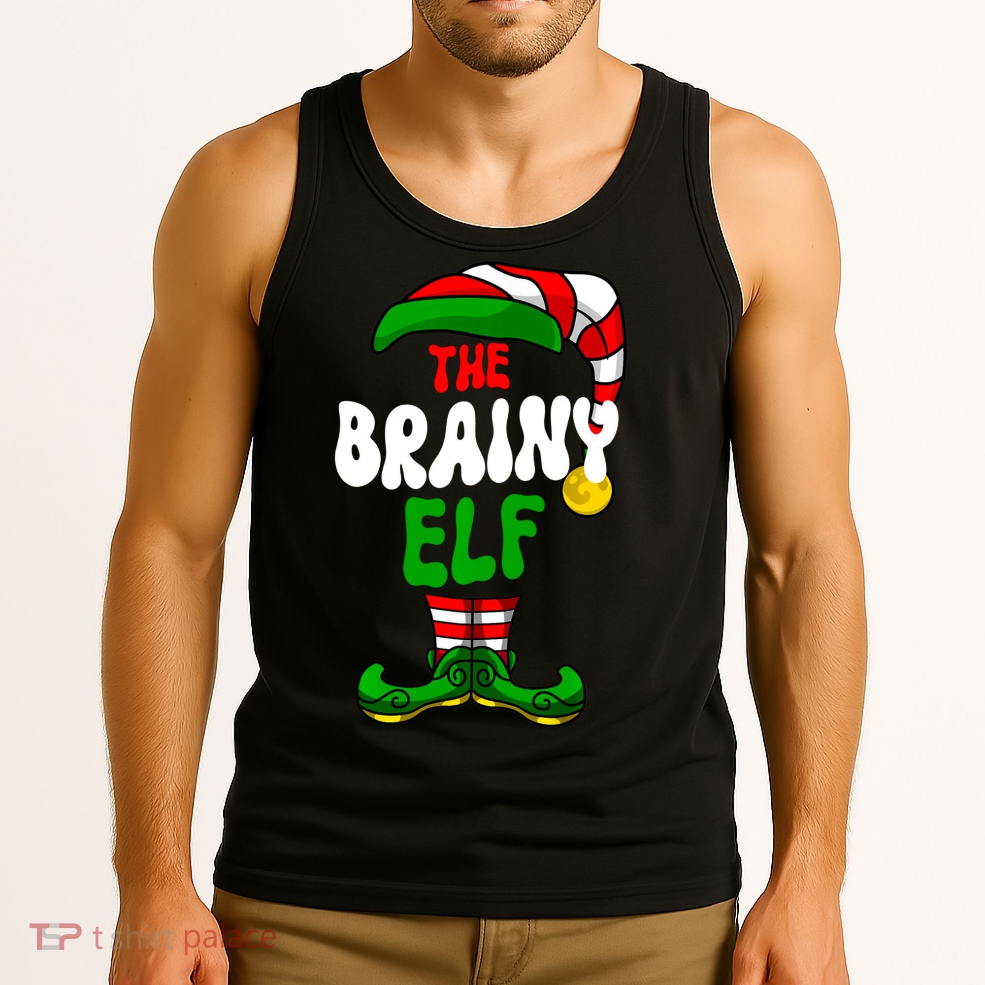 Brainy Elf Pajama Matching Group Christmas Holiday Tank Top