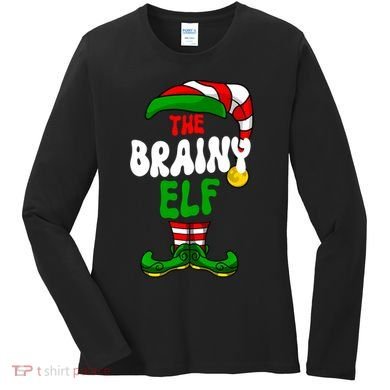 Brainy Elf Pajama Matching Group Christmas Holiday Women's Long Sleeve Shirt