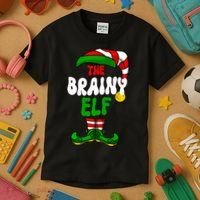 Brainy Elf Pajama Matching Group Christmas Holiday Kids T-Shirt thumb 3