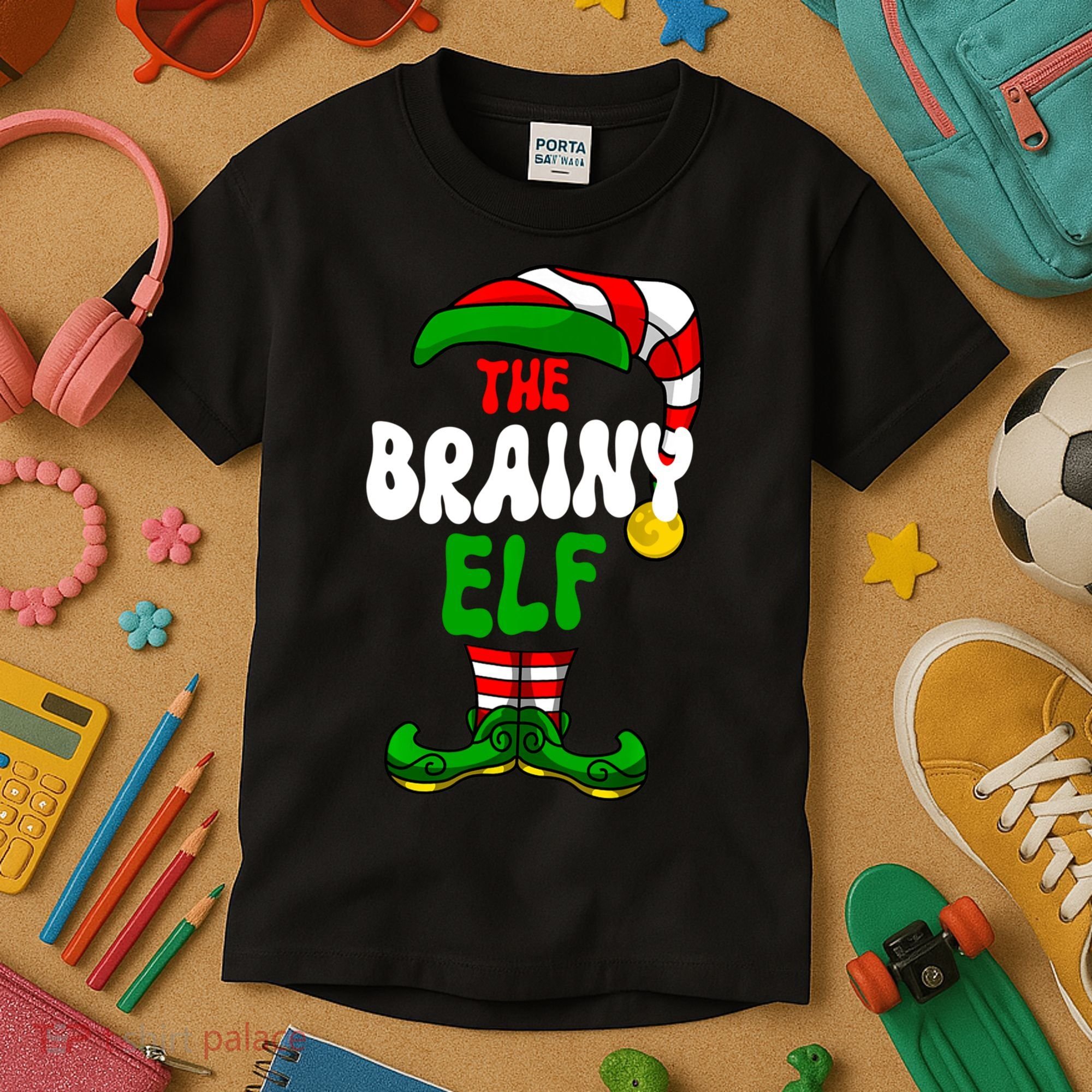 Brainy Elf Pajama Matching Group Christmas Holiday Kids T-Shirt