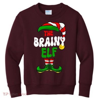Brainy Elf Pajama Matching Group Christmas Holiday Kids Sweatshirt