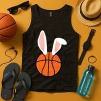 Basketball Easter Rabbit Bunny funny easter day Tank Top thumb 4