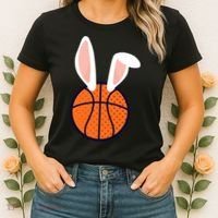 Basketball Easter Rabbit Bunny funny easter day Women's T-Shirt thumb 2