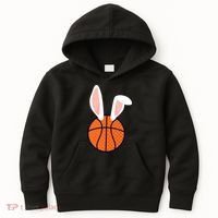 Basketball Easter Rabbit Bunny funny easter day Kids Hoodie thumb 0