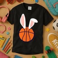 Basketball Easter Rabbit Bunny funny easter day Kids T-Shirt thumb 3