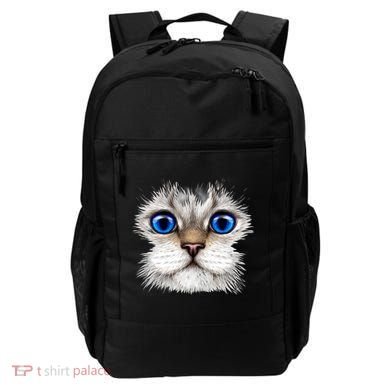 Blue Eyed Realistic Cat Face Backpack
