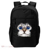 Blue Eyed Realistic Cat Face Backpack thumb 0