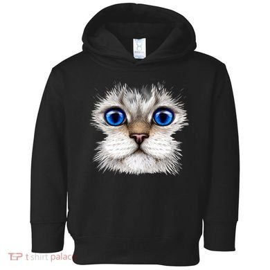Blue Eyed Realistic Cat Face Toddler Hoodie