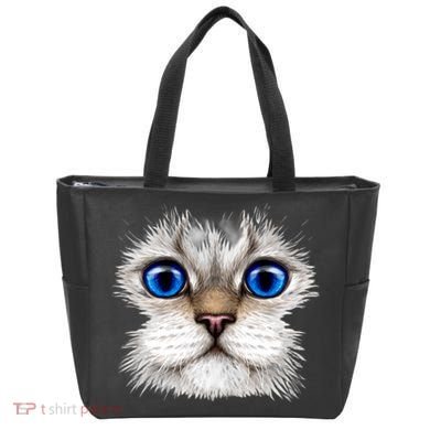 Blue Eyed Realistic Cat Face Tote Bag