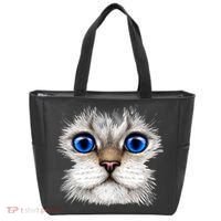 Blue Eyed Realistic Cat Face Tote Bag thumb 0