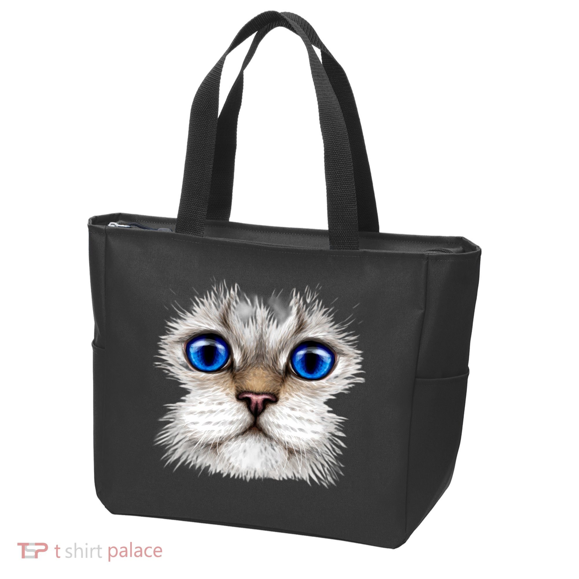 Blue Eyed Realistic Cat Face Tote Bag