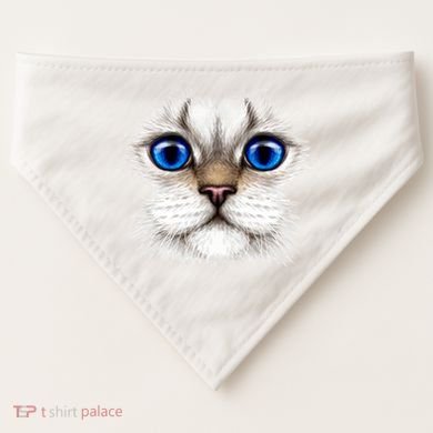 Blue Eyed Realistic Cat Face USA-Made Doggie Bandana