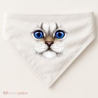 Blue Eyed Realistic Cat Face USA-Made Doggie Bandana thumb 0