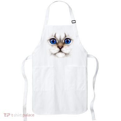 Blue Eyed Realistic Cat Face Apron