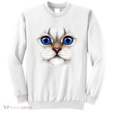 Blue Eyed Realistic Cat Face Sweatshirt