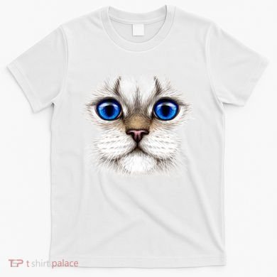 Blue Eyed Realistic Cat Face T-Shirt