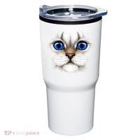 Blue Eyed Realistic Cat Face Tumbler thumb 0