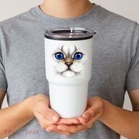 Blue Eyed Realistic Cat Face Tumbler thumb 2