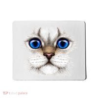 Blue Eyed Realistic Cat Face Mousepad thumb 0