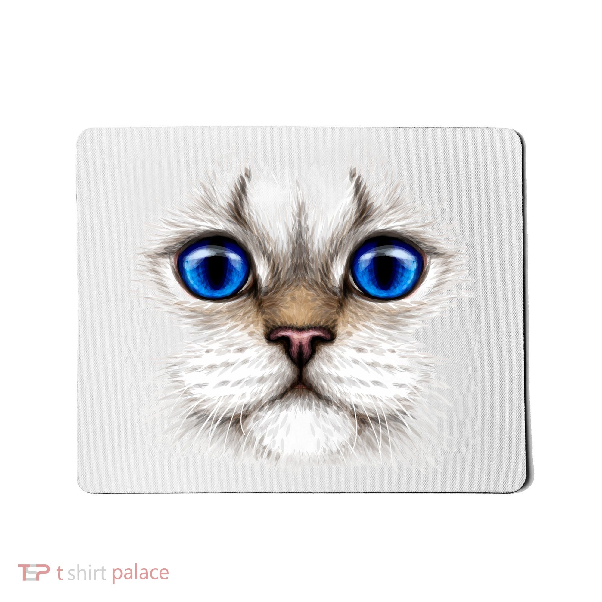 Blue Eyed Realistic Cat Face Mousepad